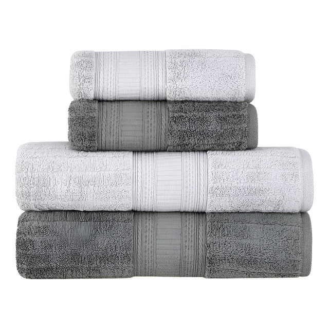 Jogo De Toalhas Buddemeyer Atena Fio Penteado Banho Cinza/cinza Claro 4 Peças