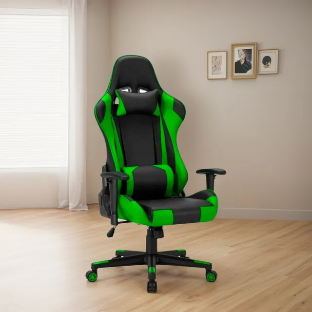 Silla Gamer Müvi Gc-010 Reclinable Negro Verde Cuo