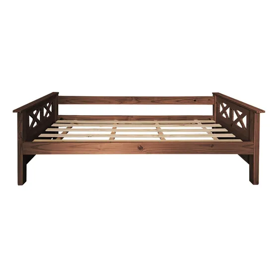 Divan Cama 1 Plaza Macizo Madera Griego Vintage 80x190 Cm Color Cedro
