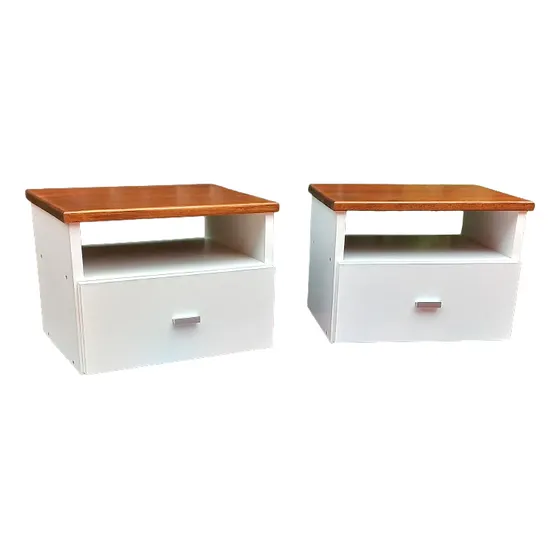 Mesa De Luz Flotante Melamina Eucalipto Rodino Muebles