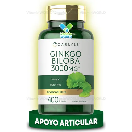 Carlyle Ginkgo Biloba 3000mg 400 Tabletas Ayuda A La Memoria Sabor Sin Sabor