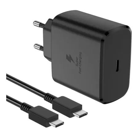 Carregador Para Samsung Turbo 45w S22 S23 S24 Plus S24 Ultra Preto