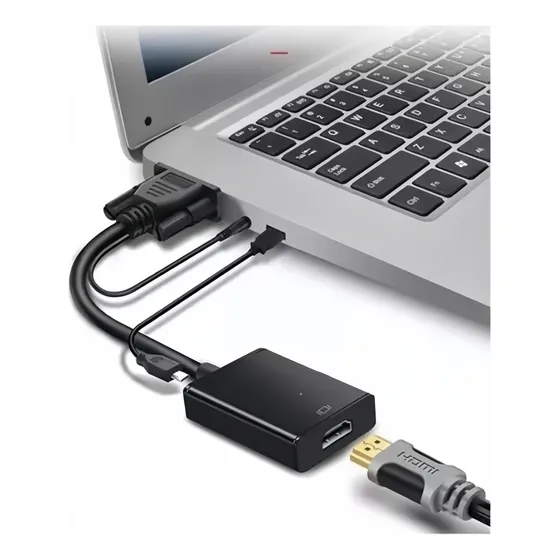 Vga Macho Para Hdmi Fêmea Adaptador Conversor De Vídeo 1080p