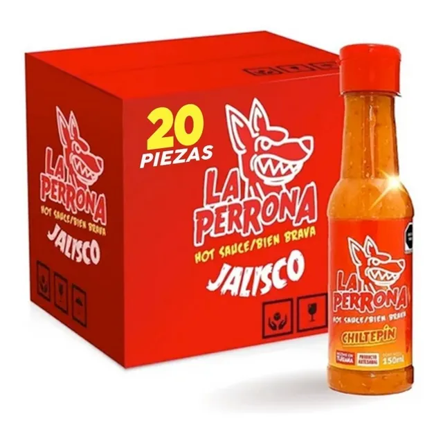 Caja Salsa La Perrona Chiltepín 20 Piezas