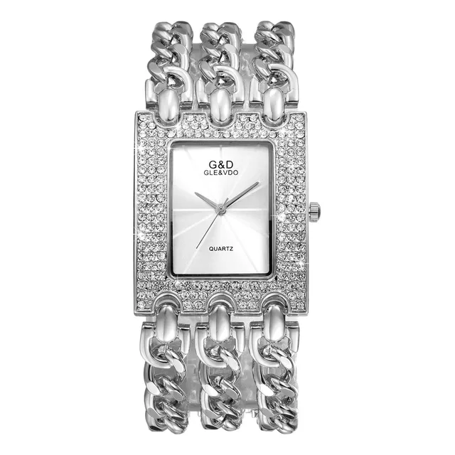 Lancardo Mujeres Iced Out Bling Watch Square Ronda Dxh89