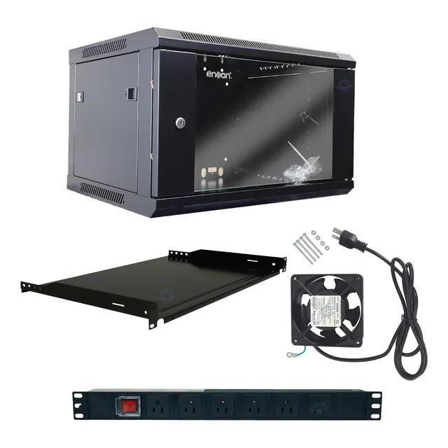Kit Gabinete De Pared 6u Charola Ventilador Y Barra Multi