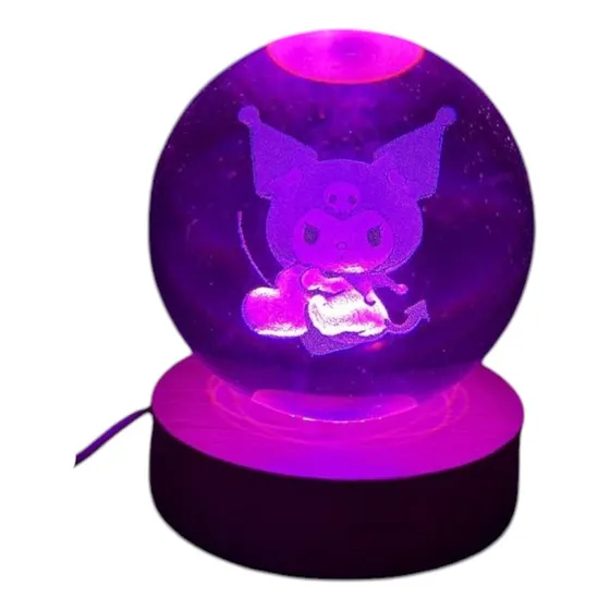 Luz De Noche Esfera Cristal 3d Led 6cm Con Interruptor Mesa