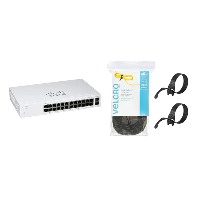 Switch Cisco 24 Puertos Ge Pack + 100 Cintas Organizador
