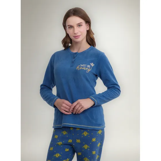 Beckil Cod 1774 Pijama Polar Pantalón Estampado Abejas
