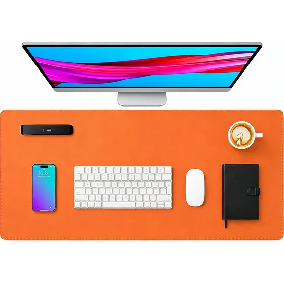 Alfombrilla Mousepad De Cuero Impermeable Reversible 80x40