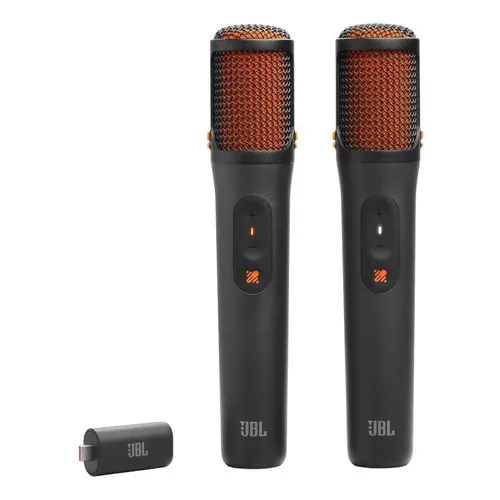 Kit Com 02 Microfones Partybox Sem Fio Jbl Black Wireless | Frete