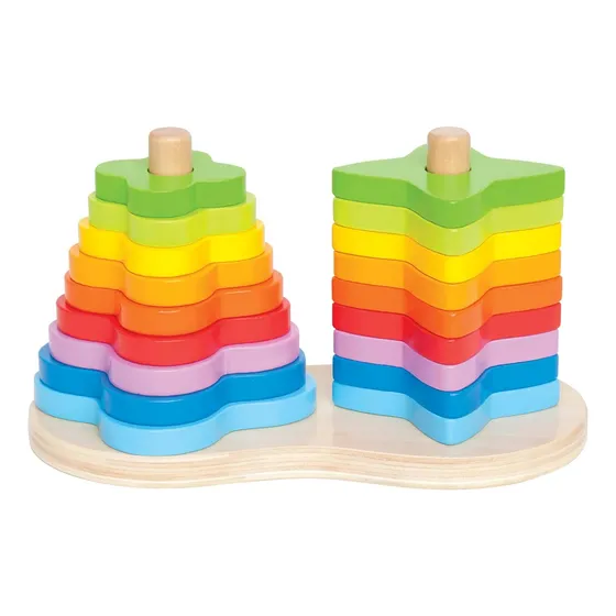 Hape - Juego De Anillos De Madera Con Doble Apilador