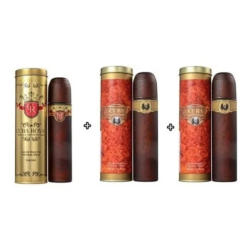 Kit Com 3 Perfume Importado Cuba Paris 1 Royal 2 Gold 100ml