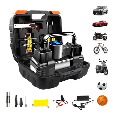 Compressor De Ar Digital Portátil Encher Pneu Carro Moto180w Preto 12v