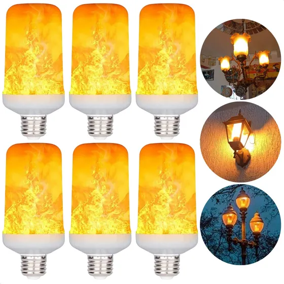 Kit 6 Lâmpadas Led Efeito Chama Fogo Tocha Decorativa Bivolt
