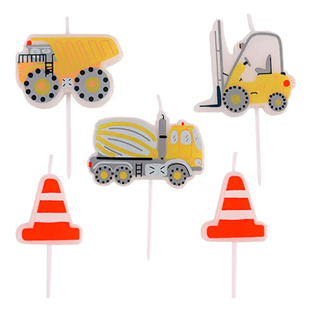 Set De Velas De Autos De Construccion 5pcs