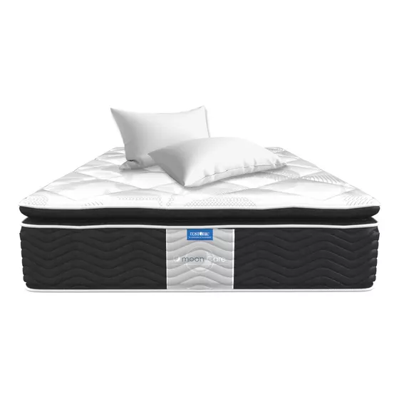 Colchón Matrimonial Restonic Moon Care Confort Ortopédico Tela Antibacterial + 2 Almohadas Hipoalergénicas