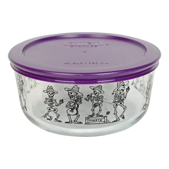 Cuenco Cristal 4 Taza Diseño Mariachi Color Morado