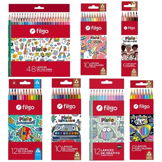 Kit 106 Lapices Largos Filgo Pastel Fluo Acuarelable Skin