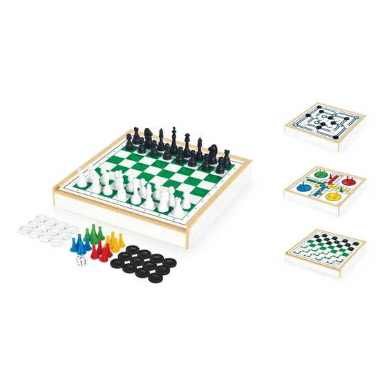 Jogo Tabuleiro 4 Em 1 Xadrez Damas Trilha Ludo Brinquedos