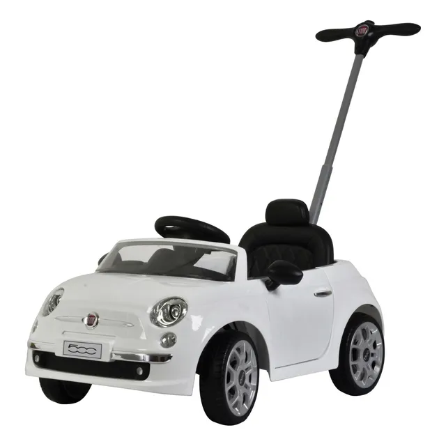 Fiat 500 Carro Montable Para Niños 3 En 1 Carriola Coche De Empuje Para Bebes Y Niños De 1 A 5 Años Con Música Y Claxon Color Blanco