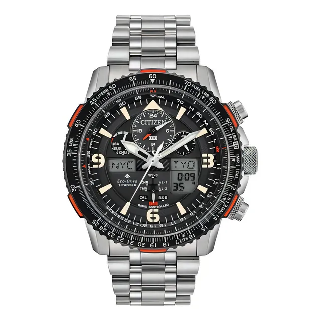 Reloj Citizen JY8108-53e Skyhawk A-t Titanium Ed. Color limitado de la correa: gris, color del bisel: negro, color de fondo: negro