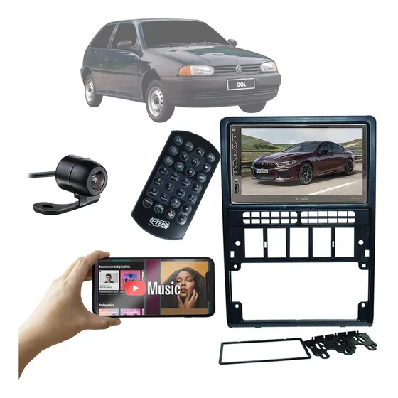 Central Multimidia Mp5 2 Din 7  + Moldura Gol G2 + Câmera Ré