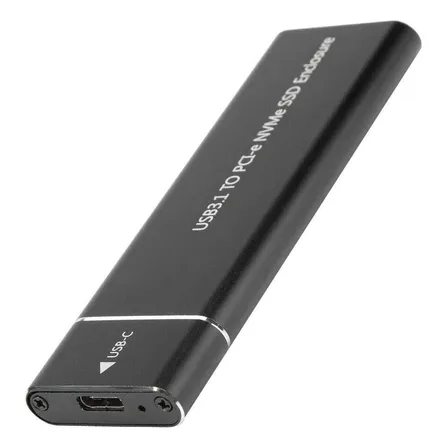Carcasa Genérica M.2 Nvme Pcie Negra Usb 3.0 Con Kit Inst. Gris