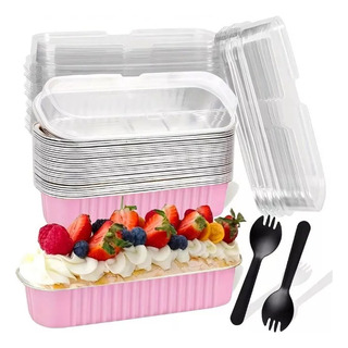 Molde De Aluminio Desechable Para Hornear Con Tapa 50 Pcs Molde De Aluminio Desechable Para Hornear Con Tapa 50 Pcs