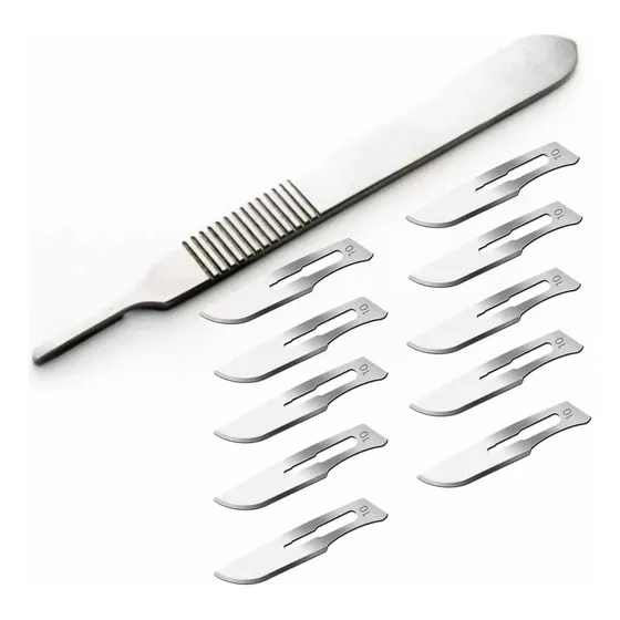 Kit Mango Bisturi N °3 + 100 Hojas N °10 Dermaplaning