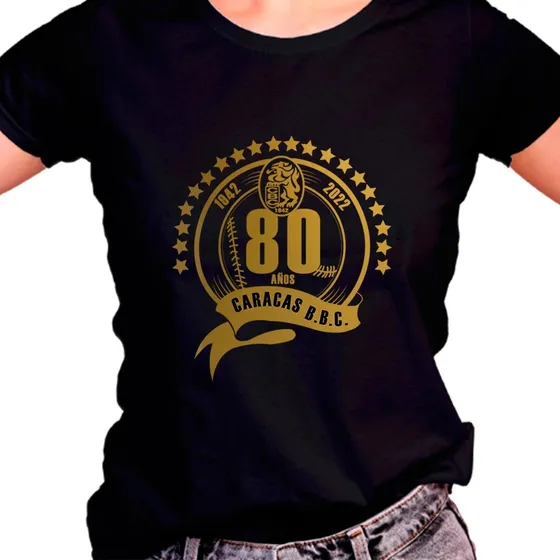 Franela Unisex Diseño Leones  Del Caracas 80 Aniversario
