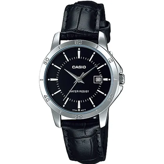 Reloj Casio Dama Ltp V004l 1a Piel Negro Fechador