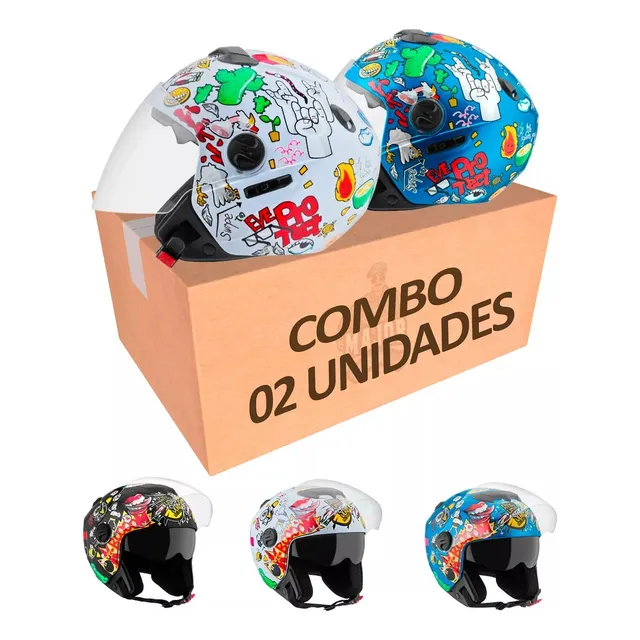Kit 2 Capacetes Aberto New Atomic Universe Óculos E Viseira