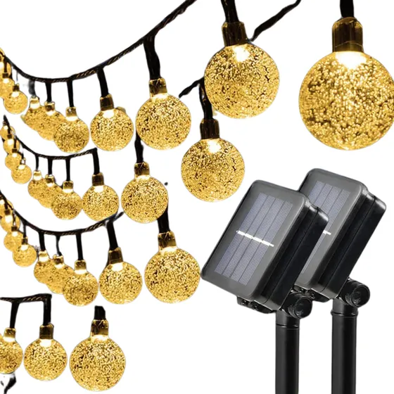 Luces Navideñas Solar 5m 50 Focos Cherry Casa Patio Jardin