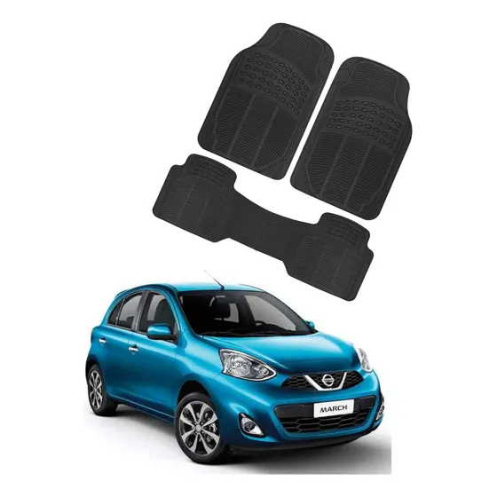 Tapete 3pzas Nissan March 2015 2016 2017 2018 2019 Uso Rudo Negro