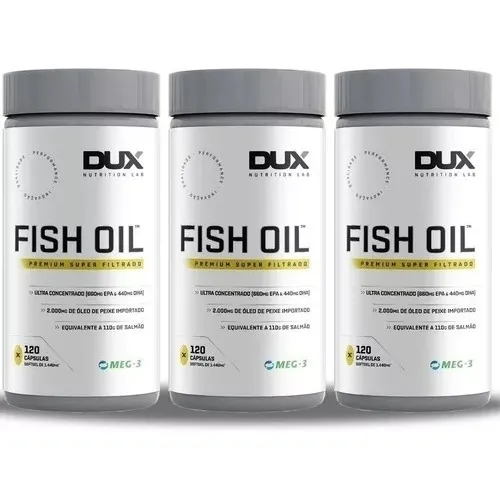Kit 3x Fish Oil - Ômega 3 - 120 Cápsulas Cada- Dux Nutrition