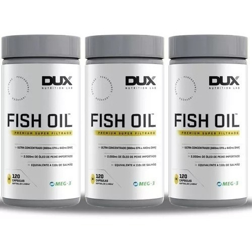 Kit 3x Fish Oil - Ômega 3 - 120 Cápsulas Cada- Dux Nutrition Kit 3x Fish Oil - Ômega 3 - 120 Cápsulas Cada- Dux Nutrition
