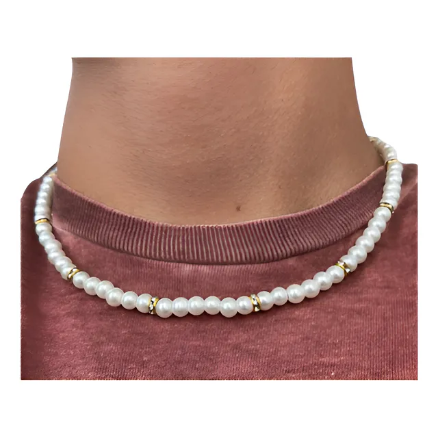 Collar Kratos Shine Perlas Con Donas En Strass 48 Cm