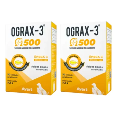 Kit 2 Ograx-3 500mg Suplemento Nutricional Cães E Gatos
