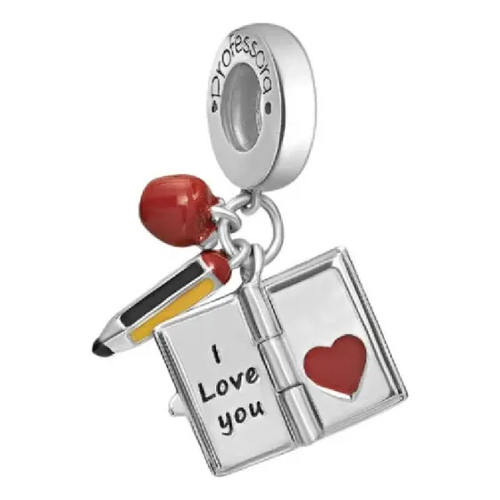 Charm Triple Amor A Profesora En Plata 925 Silver Heart