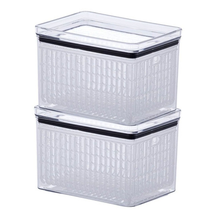 2 Potes Herméticos Empilháveis 1800ml Com Escorredor Cozinha Cor Transparente 2 Potes Herméticos Empilháveis 1800ml Com Escorredor Cozinha Cor Transparente
