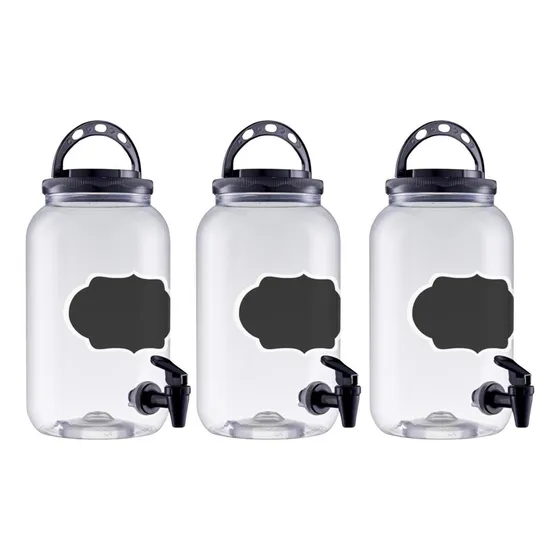 Kit Com 3 - Suqueira Para 3,6 Litros Tampa E Torneira Branca Cor Preto