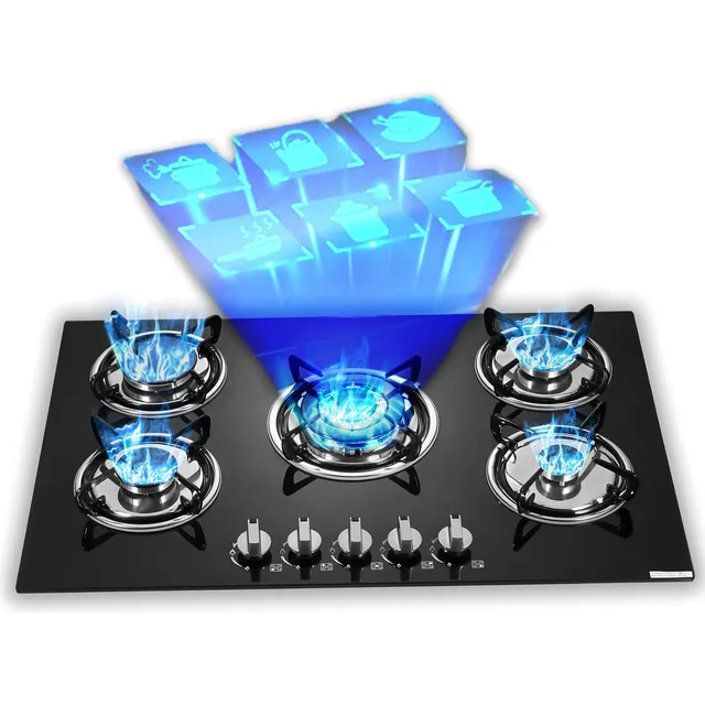 Encimera Cocina A Gas Con Encendido Eléctrico 5 Quemadores