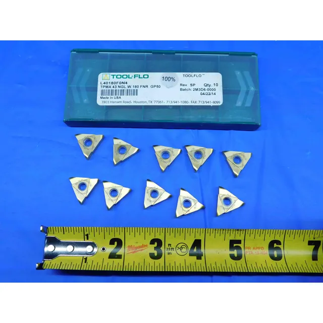 10 Pieza Nueva Toolflo Tpma 43 Ngl W Fnr Gp50 Tin Inserto
