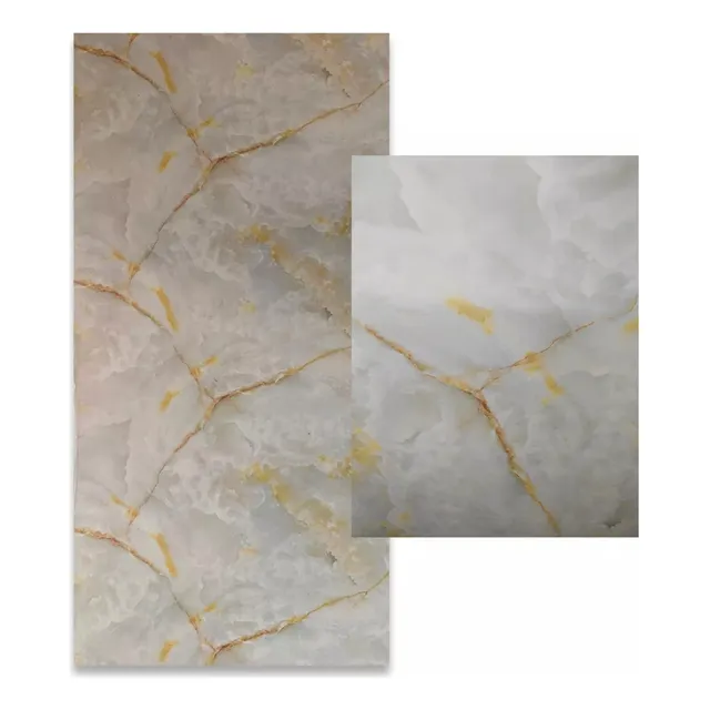 Revestimiento Símil Mármol 1,22x2,44mts Blanco Gris Amarillo