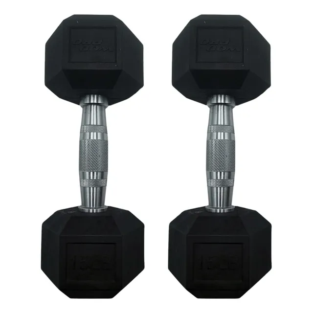 Par De Mancuernas 15 Libras Pesas Acero Gym Crossfit Color Negro