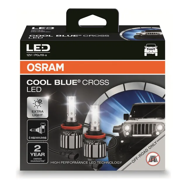 Par Lâmpada Osram Led Cool Blue Cross H8 H11 H16 6000k Branc