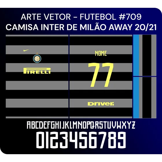 Arte Vetor Camisa Inter De Milão Away 20/21 Personalizável