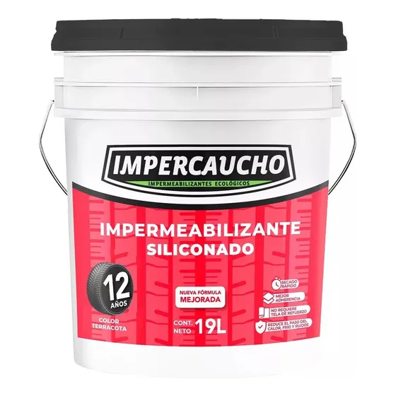 Impermeabilizante Impercaucho 12 Años Cubeta 19 Lts Color Terracota