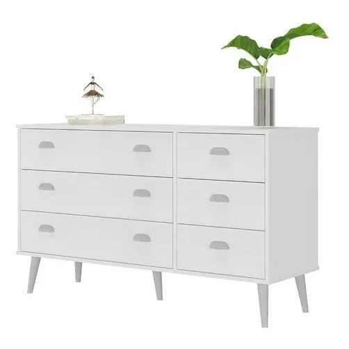 Aparador Retro Bargueño Comoda 6 Cajones Casahogar Color Blanco